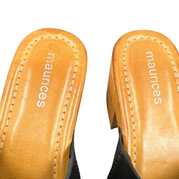 Maurices Sandals 7.5 Open Toe Slide Platform Chunky Heels Y2K Boho Hippie Retro - Picture 11 of 16